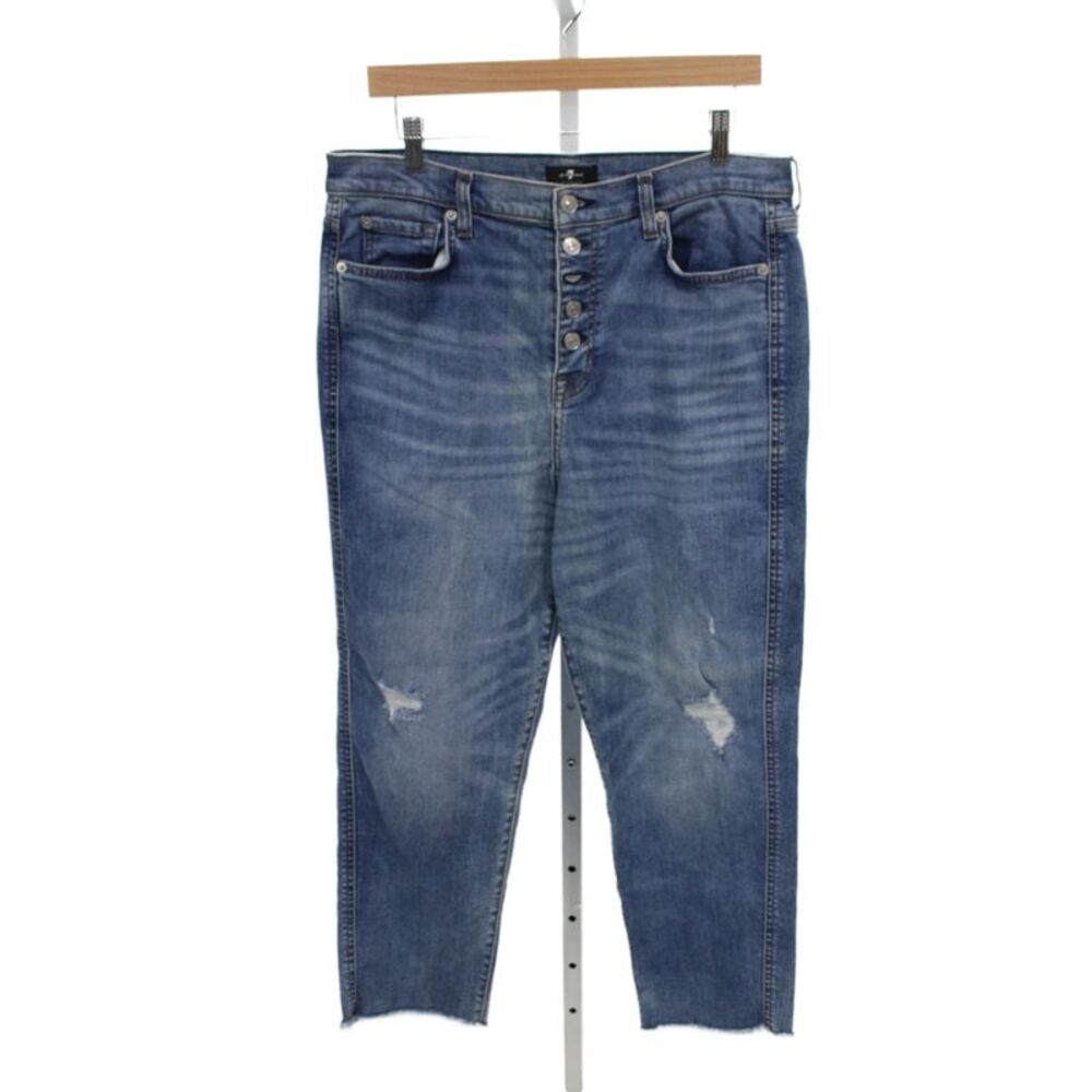 7 For All Mankind Womens Cropped High Rise Blue Jeans Size 32